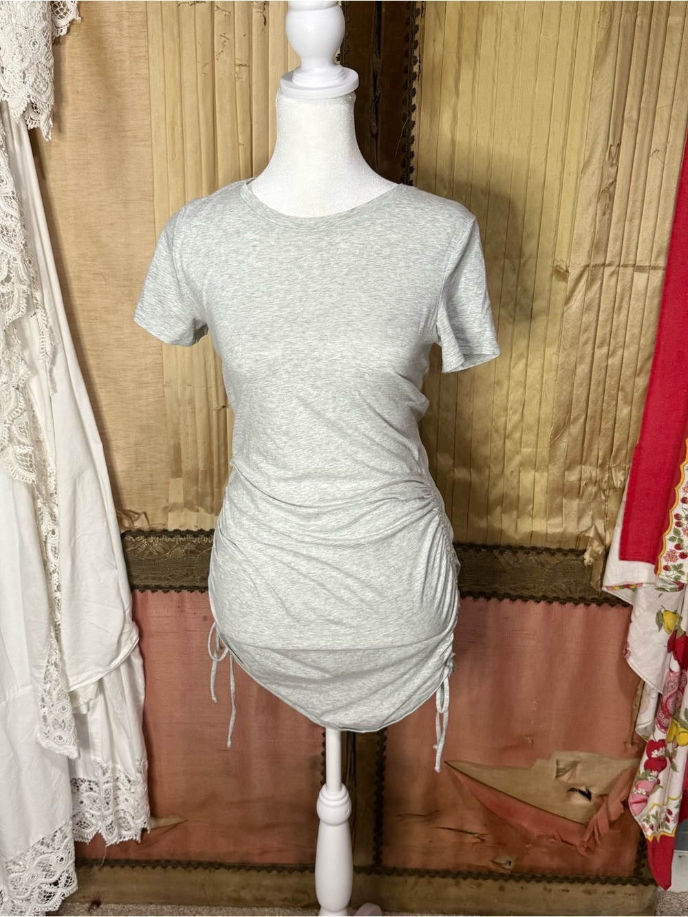 PINK Victoria's Secret Heather Light Gray Logo Tee